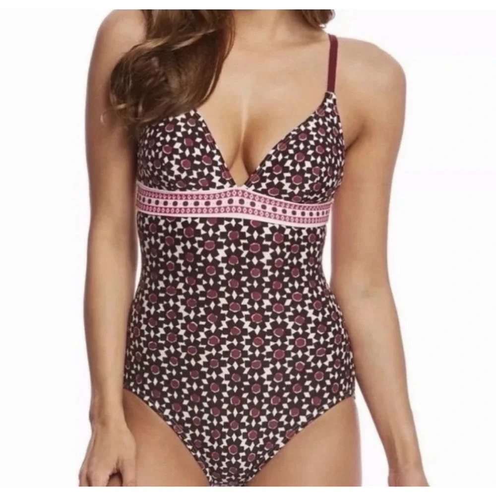 Kate Spade Womens One Piece Swimsuit Coronado Beach Triangle Floral Size S
